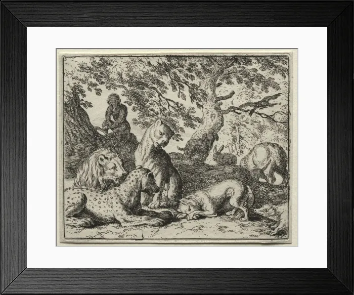 Framed Print : Reynard the Fox: Reynard Describes a False Plot Against the Lion. Creator: Allart van Everdingen Framed Print : Reynard the Fox: Reynard Describes a False Plot Against the Lion. Creator: Allart van Everdingen