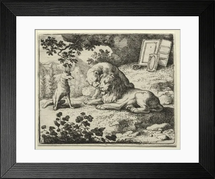 Framed Print : Reynard the Fox: Reynard Promises Gifts to the Lion. Creator: Allart van Everdingen (Dutch Framed Print : Reynard the Fox: Reynard Promises Gifts to the Lion. Creator: Allart van Everdingen (Dutch