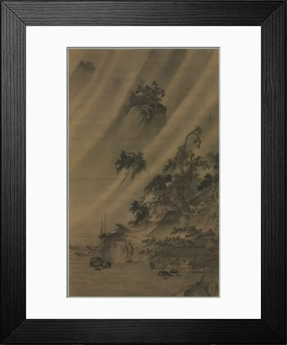 Framed Print : River Village in a Rainstorm, c. 1480-1507. Creator: Lu Wenying (Chinese) Framed Print : River Village in a Rainstorm, c. 1480-1507. Creator: Lu Wenying (Chinese)