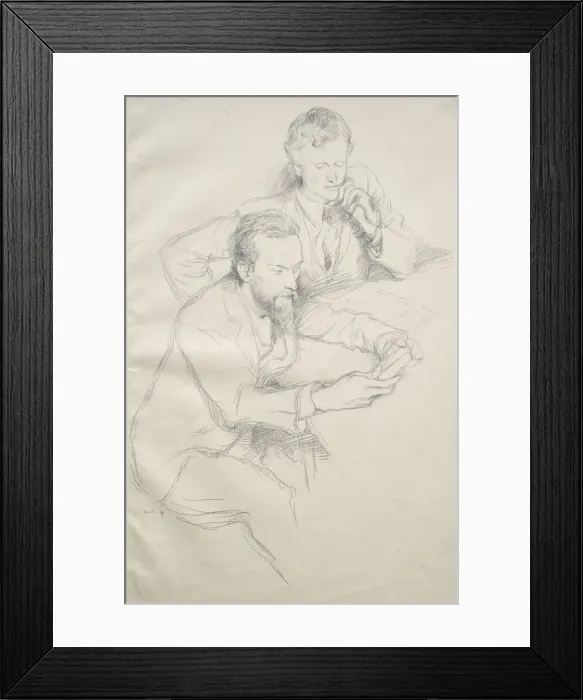 Framed Print : Ricketts and Shannon, 1897. Creator: William Rothenstein (British, 1872-1945)