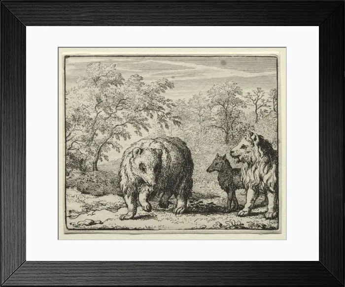 Framed Print : Reynard the Fox: The Freeing of the Wolf and the Bear. Creator: Allart van Everdingen (Dutch Framed Print : Reynard the Fox: The Freeing of the Wolf and the Bear. Creator: Allart van Everdingen (Dutch