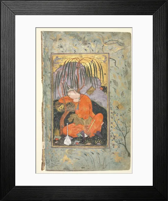 Framed Print : Persian Couplets (recto); Sleeping Youth (verso), late 1500s-early 1600s. Creator Framed Print : Persian Couplets (recto); Sleeping Youth (verso), late 1500s-early 1600s. Creator