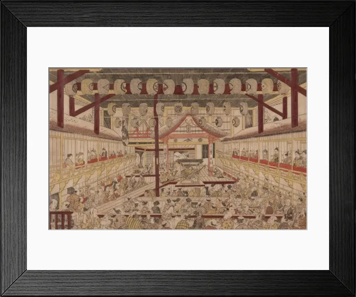 Framed Print : Perspective View of the Interior of the Nakamura Theater with Ichikawa Ebizo II as Yanone Goro Framed Print : Perspective View of the Interior of the Nakamura Theater with Ichikawa Ebizo II as Yanone Goro