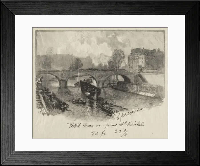 Framed Print : Petit bras au Pont St. Michel. Creator: Auguste Louis Lepere (French, 1849-1918) Framed Print : Petit bras au Pont St. Michel. Creator: Auguste Louis Lepere (French, 1849-1918)