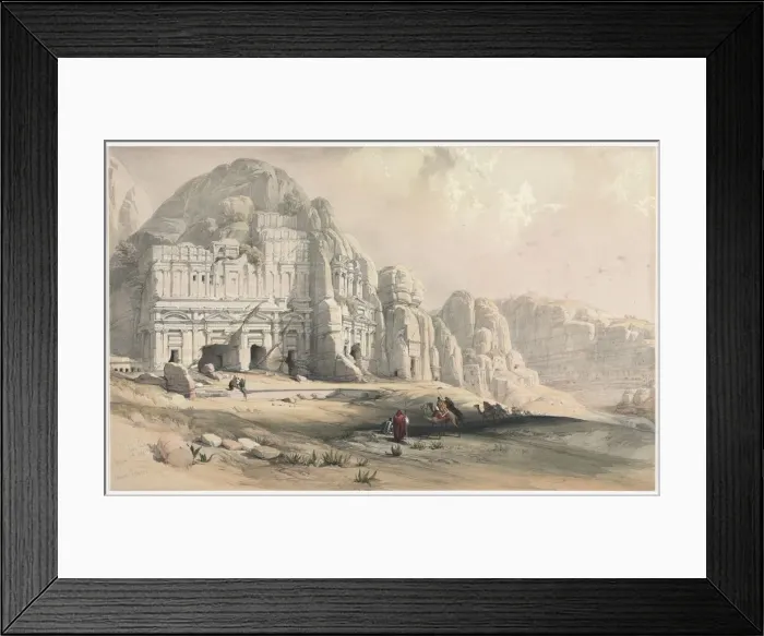 Framed Print : Petra, Eastern End of the Valley, 1839. Creator: David Roberts (British, 1796-1864) Framed Print : Petra, Eastern End of the Valley, 1839. Creator: David Roberts (British, 1796-1864)