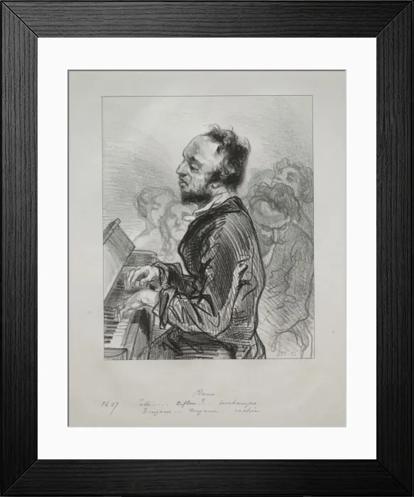 Framed Print : Piano, 1853. Creator: Paul Gavarni (French, 1804-1866) Framed Print : Piano, 1853. Creator: Paul Gavarni (French, 1804-1866)