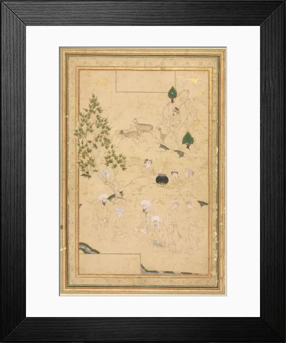 Framed Print : Picnic in the Mountains; Single Page Illustration, c. 1550-1600. Creator: Muhammadi (Iranian) Framed Print : Picnic in the Mountains; Single Page Illustration, c. 1550-1600. Creator: Muhammadi (Iranian)