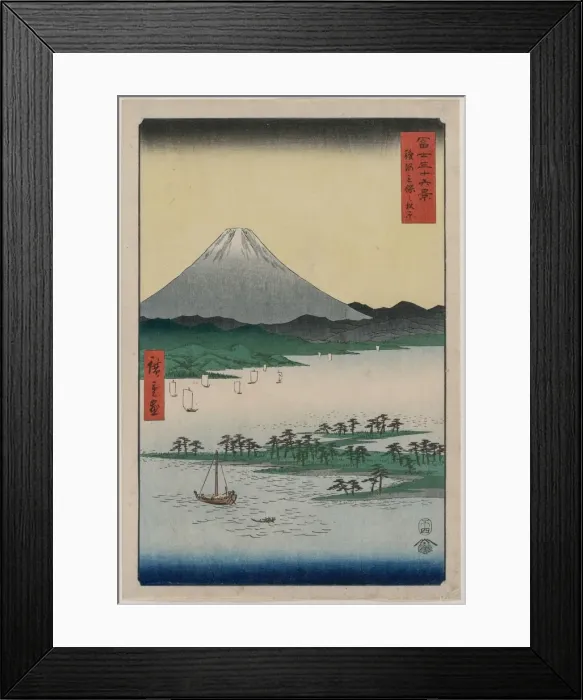 Framed Print : Pine Groves of Miho in Suruga, from the series Thirty-six Views of Mount Fuji, 1858. Creator: Utagawa Hiroshige (Japanese, 1797-1858) Framed Print : Pine Groves of Miho in Suruga, from the series Thirty-six Views of Mount Fuji, 1858. Creator: Utagawa Hiroshige (Japanese, 1797-1858)