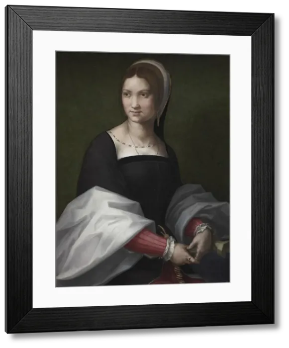 Framed Print : Portrait of a Woman, c. 1518. Creator: Andrea del Sarto (Italian, 1486-1530), circle of Framed Print : Portrait of a Woman, c. 1518. Creator: Andrea del Sarto (Italian, 1486-1530), circle of