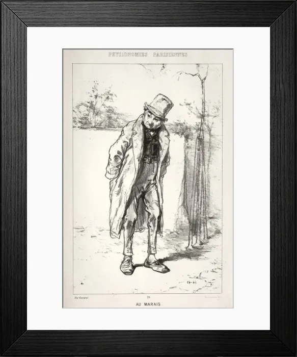 Framed Print : Physionomies Parisienne: Au Marais, 1869. Creator: Paul Gavarni (French, 1804-1866) Framed Print : Physionomies Parisienne: Au Marais, 1869. Creator: Paul Gavarni (French, 1804-1866)