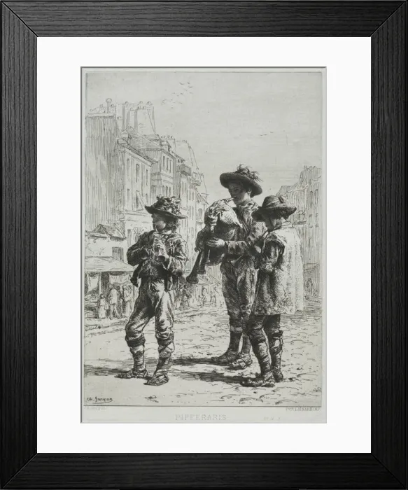 Framed Print : Pifferaris. Creator: Charles-Emile Jacque (French, 1813-1894) Framed Print : Pifferaris. Creator: Charles-Emile Jacque (French, 1813-1894)