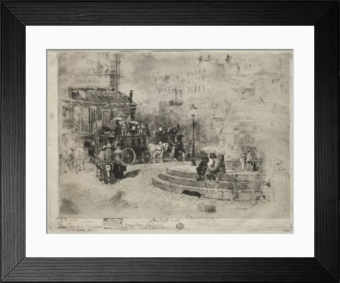 Framed Print : Place Pigalle en 1878, 1878. Creator: Felix Hilaire Buhot (French, 1847-1898)