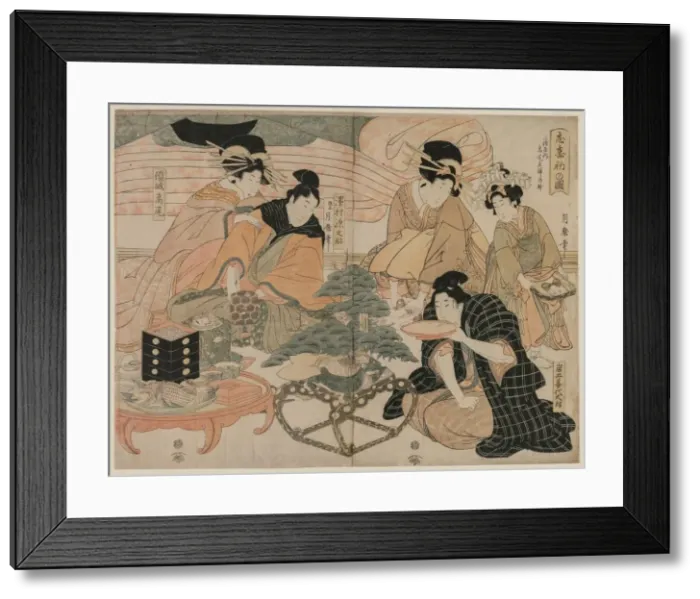 Framed Print : Picture of the First Visit to the Pleasure Quarters, mid 1800s. Creator: Kitagawa Tsukimaro Framed Print : Picture of the First Visit to the Pleasure Quarters, mid 1800s. Creator: Kitagawa Tsukimaro