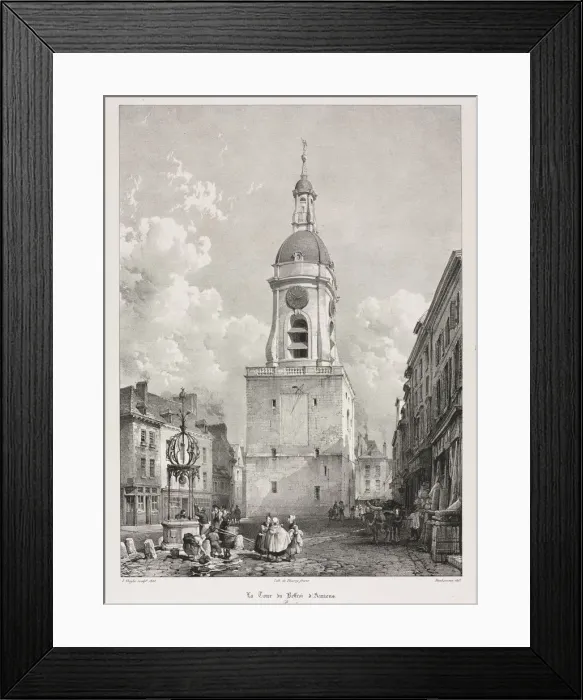 Framed Print : Picturesque and Romantic Travels in Old France, Picardie: The Belfry Tower of Amiens Framed Print : Picturesque and Romantic Travels in Old France, Picardie: The Belfry Tower of Amiens