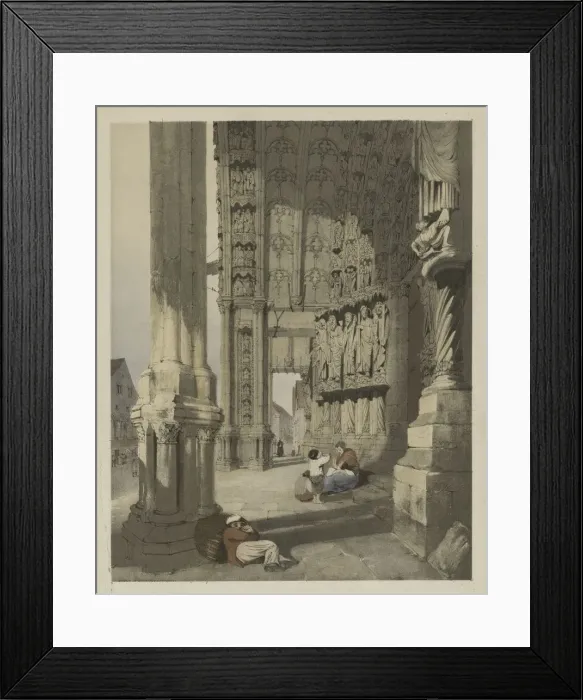 Framed Print : Picturesque Architecture in Paris, Ghent, Antwerp, Rouen, Etc. : South Porch of Chartres Cathedral