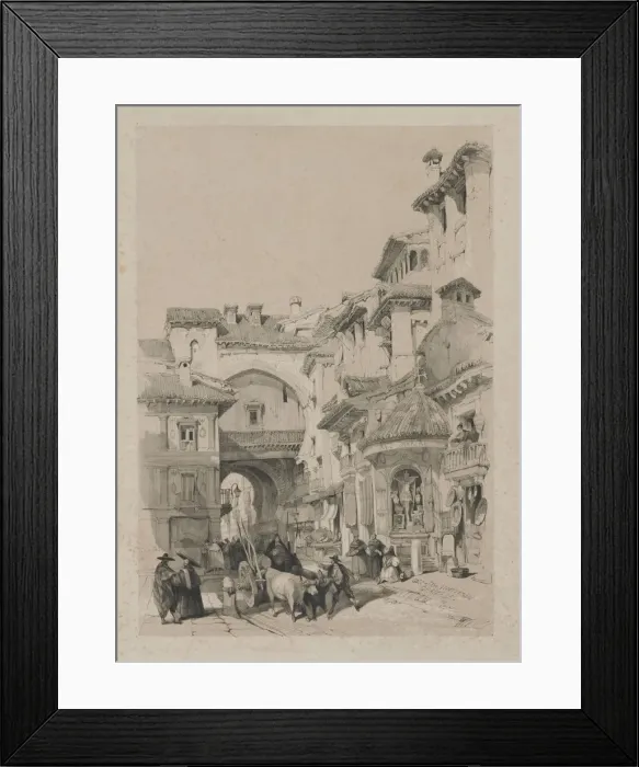 Framed Print : Picturesque Sketches in Spain: Gate of the Vivarrambla, Granada, 1837