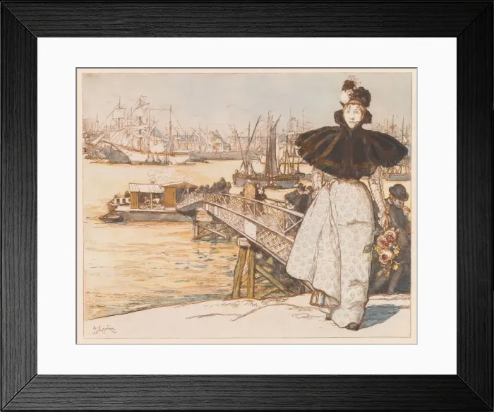 Framed Print : Pier on the Garonne, Bordeaux (Embarcadere sur la Garonne, Bordeaux), 1897. Creator Framed Print : Pier on the Garonne, Bordeaux (Embarcadere sur la Garonne, Bordeaux), 1897. Creator
