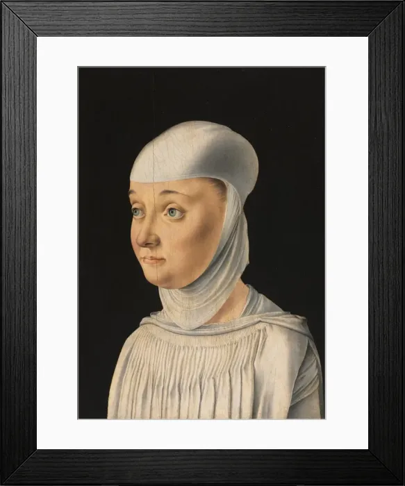 Framed Print : Portrait of a Woman, Possibly a Novice of San Secondo, c. 1490. Creator: Jacometto Veneziano Framed Print : Portrait of a Woman, Possibly a Novice of San Secondo, c. 1490. Creator: Jacometto Veneziano