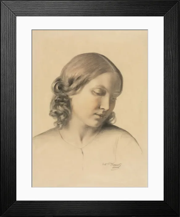 Framed Print : Portrait of a Young Woman, c. 1854-1858. Creator: Octave Tassaert (French, 1800-1874) Framed Print : Portrait of a Young Woman, c. 1854-1858. Creator: Octave Tassaert (French, 1800-1874)