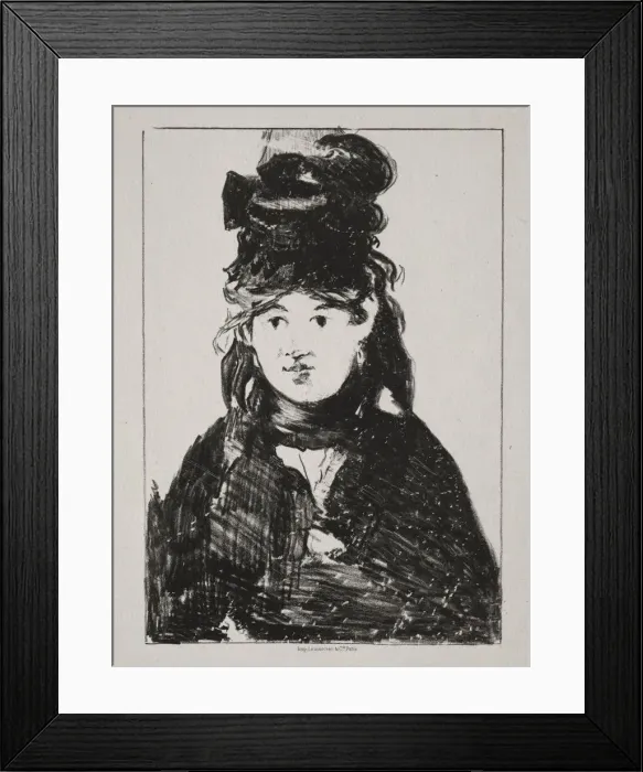 Framed Print : Portrait of Berthe Morisot, 1872. Creator: Edouard Manet (French, 1832-1883) Framed Print : Portrait of Berthe Morisot, 1872. Creator: Edouard Manet (French, 1832-1883)
