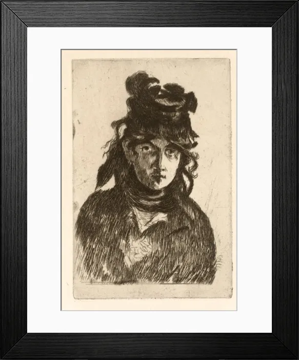 Framed Print : Portrait of Berthe Morisot. Creator: Edouard Manet (French, 1832-1883) Framed Print : Portrait of Berthe Morisot. Creator: Edouard Manet (French, 1832-1883)