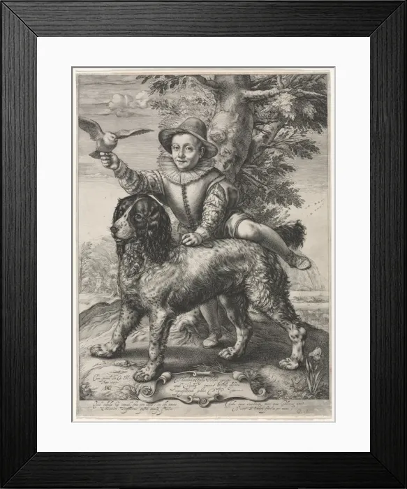 Framed Print : Portrait of Frederick de Vries and His Dog, 1597. Creator: Hendrick Goltzius (Dutch, 1558-1617) Framed Print : Portrait of Frederick de Vries and His Dog, 1597. Creator: Hendrick Goltzius (Dutch, 1558-1617)