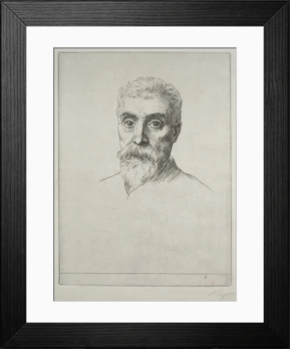 Framed Print : Portrait of Sir Hiram S. Maxim. Creator: Alphonse Legros (French, 1837-1911) Framed Print : Portrait of Sir Hiram S. Maxim. Creator: Alphonse Legros (French, 1837-1911)