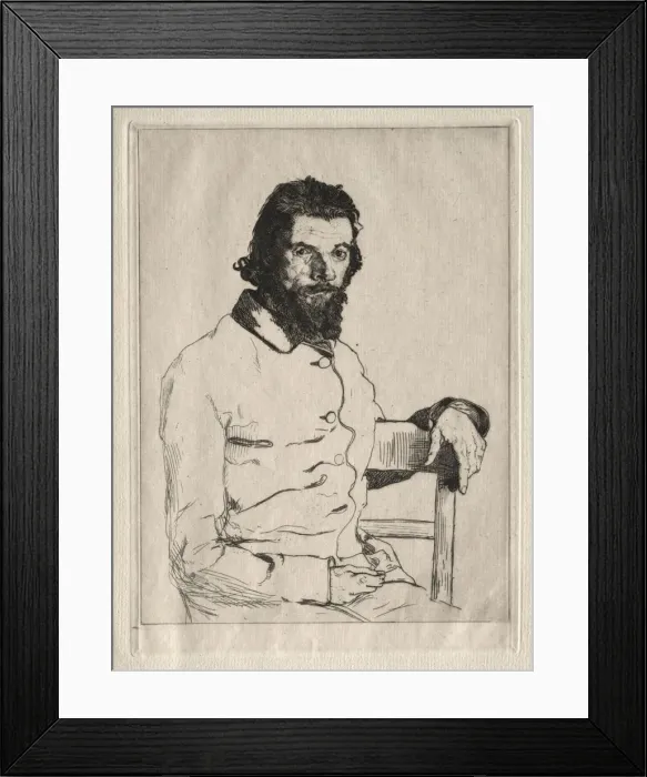 Framed Print : Portrait of Meryon, Seated. Creator: Felix Bracquemond (French, 1833-1914) Framed Print : Portrait of Meryon, Seated. Creator: Felix Bracquemond (French, 1833-1914)