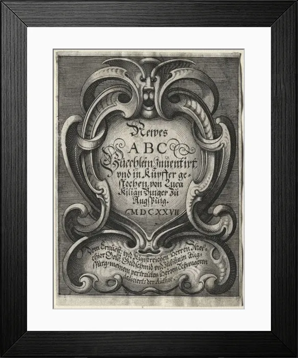 Framed Print : New ABC Booklet: Title Page, 1627. Creator: Lucas Kilian (German, 1579-1637) Framed Print : New ABC Booklet: Title Page, 1627. Creator: Lucas Kilian (German, 1579-1637)