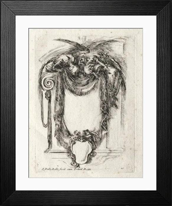 Framed Print : New Model for a Cartouche, 1647. Creator: Stefano Della Bella (Italian, 1610-1664) Framed Print : New Model for a Cartouche, 1647. Creator: Stefano Della Bella (Italian, 1610-1664)