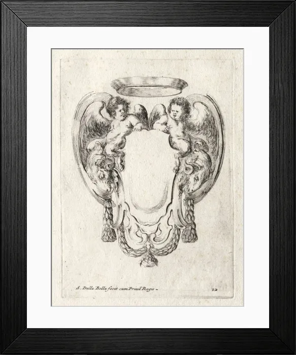 Framed Print : New Model for a Cartouche, 1647. Creator: Stefano Della Bella (Italian, 1610-1664) Framed Print : New Model for a Cartouche, 1647. Creator: Stefano Della Bella (Italian, 1610-1664)