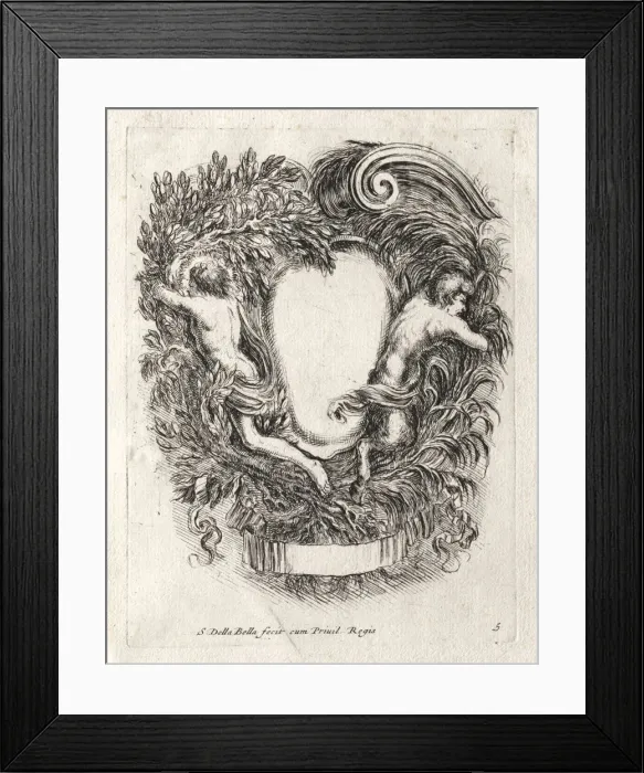 Framed Print : New Model for a Cartouche, 1647. Creator: Stefano Della Bella (Italian, 1610-1664) Framed Print : New Model for a Cartouche, 1647. Creator: Stefano Della Bella (Italian, 1610-1664)