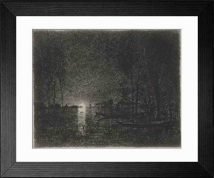 Framed Print : Nightpiece, original impression 1862, printed in 1921. Creator: Charles Francois Daubigny Framed Print : Nightpiece, original impression 1862, printed in 1921. Creator: Charles Francois Daubigny