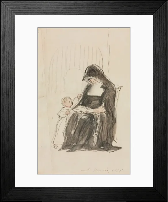 Framed Print : Nun Reading to a Child, 1835. Creator: David Wilkie (British, 1785-1841) Framed Print : Nun Reading to a Child, 1835. Creator: David Wilkie (British, 1785-1841)