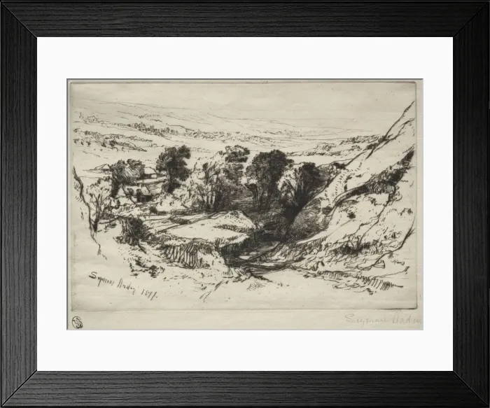 Framed Print : Nine Barrow Down, 1877. Creator: Francis Seymour Haden (British, 1818-1910) Framed Print : Nine Barrow Down, 1877. Creator: Francis Seymour Haden (British, 1818-1910)