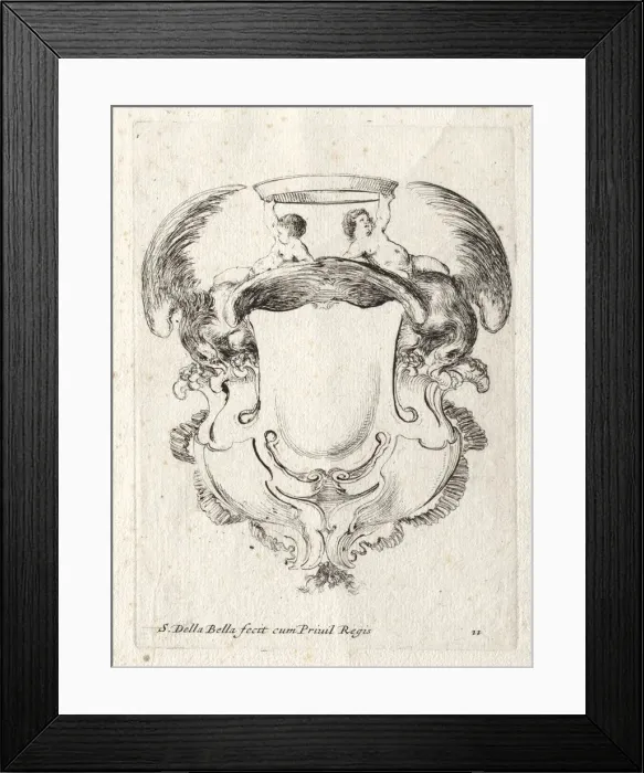 Framed Print : New Model for a Cartouche, 1647. Creator: Stefano Della Bella (Italian, 1610-1664) Framed Print : New Model for a Cartouche, 1647. Creator: Stefano Della Bella (Italian, 1610-1664)