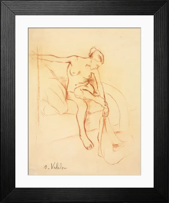 Framed Print : Nude Woman Seated on a Bed, first third 20th century. Creator: Suzanne Valadon (French, 1865-1938) Framed Print : Nude Woman Seated on a Bed, first third 20th century. Creator: Suzanne Valadon (French, 1865-1938)