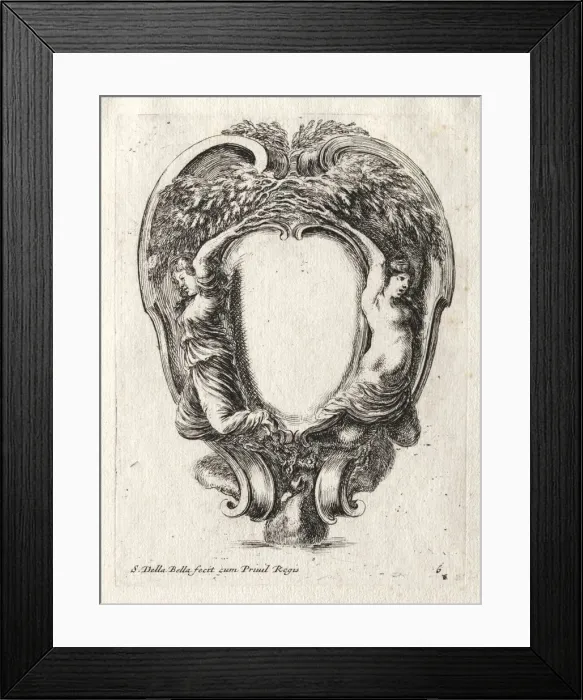 Framed Print : New Model for a Cartouche, 1647. Creator: Stefano Della Bella (Italian, 1610-1664) Framed Print : New Model for a Cartouche, 1647. Creator: Stefano Della Bella (Italian, 1610-1664)