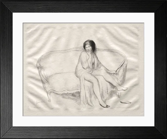 Framed Print : Nude Woman Seated on a Sofa. Creator: Jean Veber (French, 1868-aft 1907) Framed Print : Nude Woman Seated on a Sofa. Creator: Jean Veber (French, 1868-aft 1907)