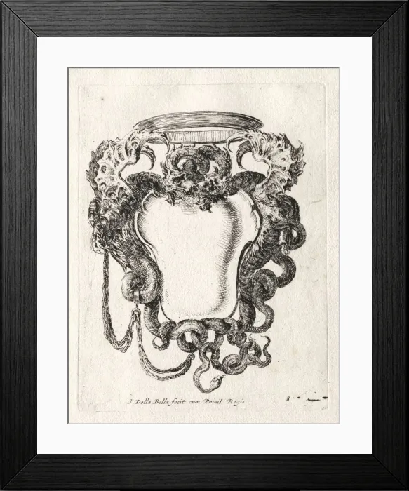 Framed Print : New Model for a Cartouche, 1647. Creator: Stefano Della Bella (Italian, 1610-1664) Framed Print : New Model for a Cartouche, 1647. Creator: Stefano Della Bella (Italian, 1610-1664)