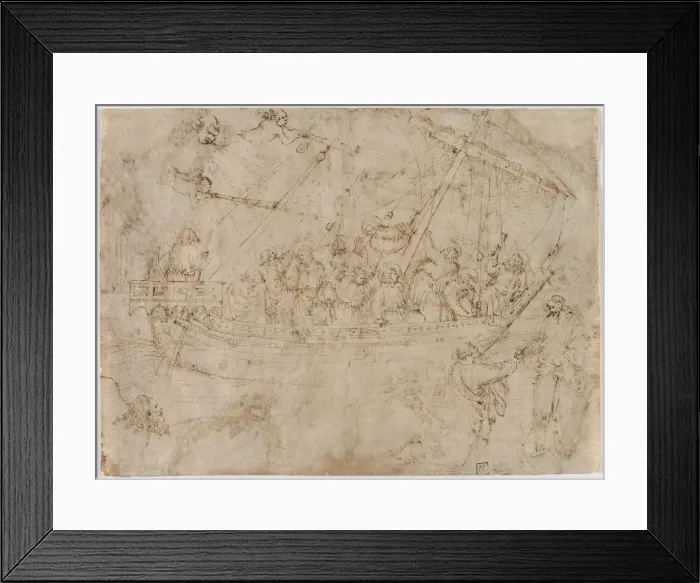 Framed Print : Navicella (recto) Two Drawings of Ships (verso), c. 1410s. Creator: Parri Spinelli (Italian Framed Print : Navicella (recto) Two Drawings of Ships (verso), c. 1410s. Creator: Parri Spinelli (Italian