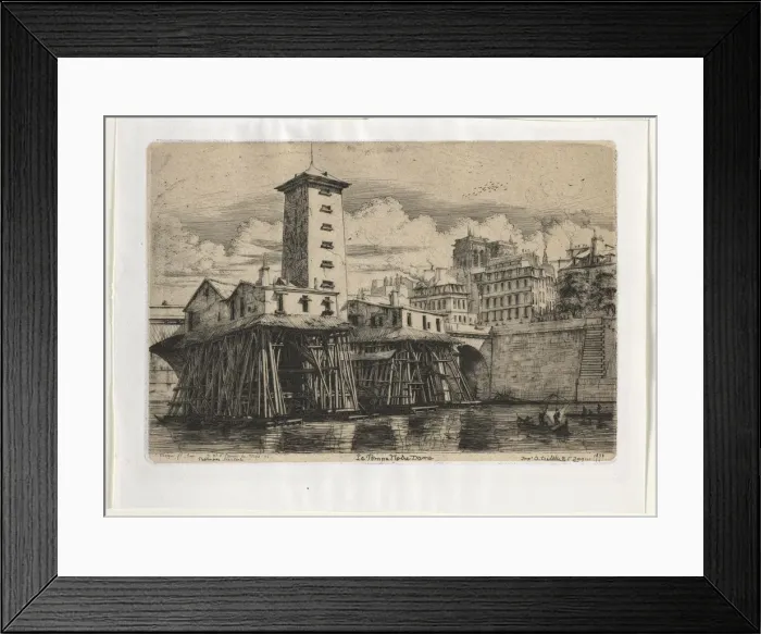 Framed Print : Notre Dame Pumphouse, Paris, 1852. Creator: Charles Meryon (French, 1821-1868)