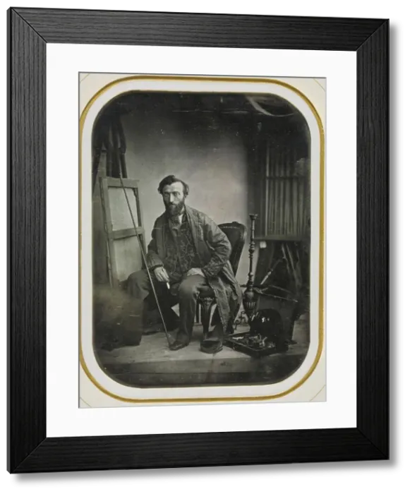 Framed Print : Self-Portrait in Painting Studio, c. 1843. Creator: Camille Dolard (French, 1810-1884) Framed Print : Self-Portrait in Painting Studio, c. 1843. Creator: Camille Dolard (French, 1810-1884)