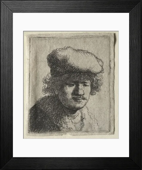 Framed Print : Self-Portrait with Cap Pulled Forward, c. 1631. Creator: Rembrandt van Rijn (Dutch, 1606-1669) Framed Print : Self-Portrait with Cap Pulled Forward, c. 1631. Creator: Rembrandt van Rijn (Dutch, 1606-1669)