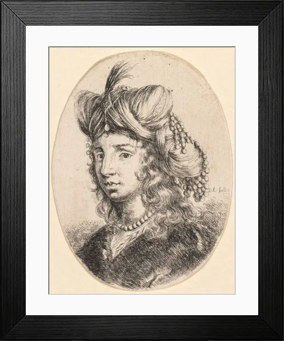 Framed Print : Several heads in the Persian style: Portrait, Sultana Wearing a Pearl Necklace and a Turban Framed Print : Several heads in the Persian style: Portrait, Sultana Wearing a Pearl Necklace and a Turban