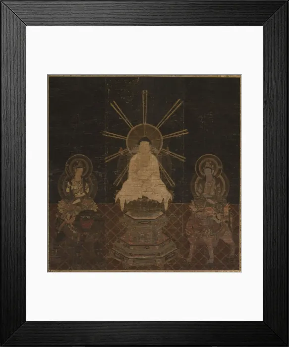 Framed Print : Shaka attended by Fugen and Monju, 1185-1333. Creator: Unknown Framed Print : Shaka attended by Fugen and Monju, 1185-1333. Creator: Unknown