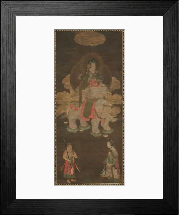 Framed Print : Shakyamuni Triad: Buddha Attended by Manjushri and Samantabhadra (Bodhisattva with Elephant) Framed Print : Shakyamuni Triad: Buddha Attended by Manjushri and Samantabhadra (Bodhisattva with Elephant)