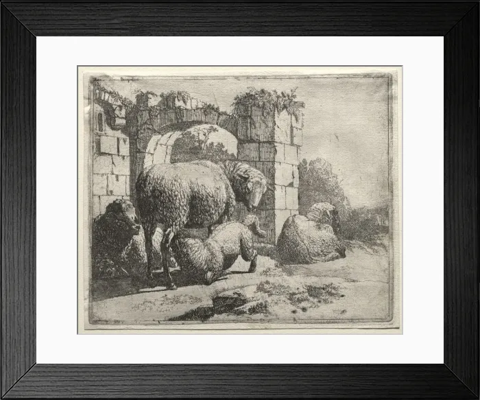 Framed Print : Sheep Near the Ruins of an Arch, 1665. Creator: Johann Heinrich Roos (German, 1631-1685) Framed Print : Sheep Near the Ruins of an Arch, 1665. Creator: Johann Heinrich Roos (German, 1631-1685)