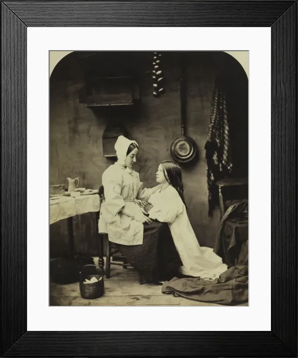 Framed Print : She Runs Home and Tells Her Mother All about It, 1858. Creator: Henry Peach Robinson (British Framed Print : She Runs Home and Tells Her Mother All about It, 1858. Creator: Henry Peach Robinson (British