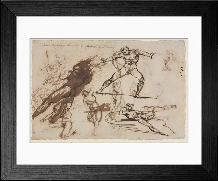 Framed Print : Sheet of Sketches (recto) Sheet of Sketches (verso), 1819. Creator: Theodore Gericault Framed Print : Sheet of Sketches (recto) Sheet of Sketches (verso), 1819. Creator: Theodore Gericault